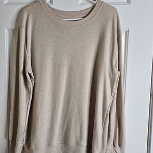 Womens Tan Long Sleeve Crewneck Soft Long Sleeve Shirt - size‎ L